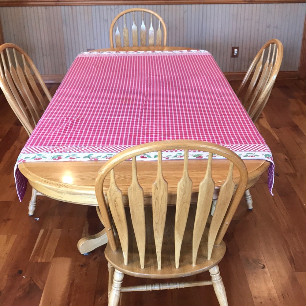 2 Vintage Cherry checked embroidered table cloths